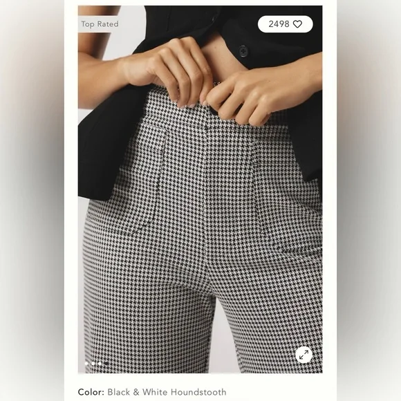 (Anthropologie) The Collette Houndstooth Crop Wide-Leg Pants by Maeve - Picture 4 of 10